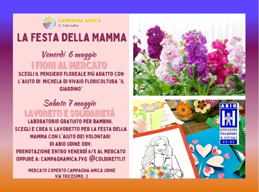Festa della Mamma. Laboratorio per bambini insieme a Campagna Amica Udine