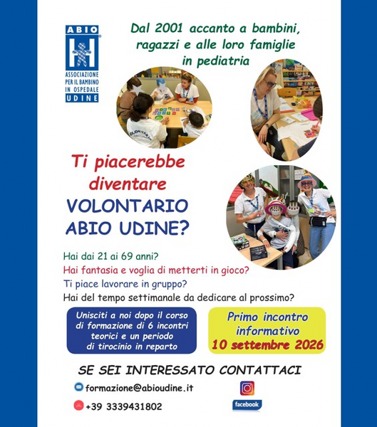  ✨💙10/09 - Al via il nuovo il nuovo corso di formazione per volontari ABIO UDINE💙✨
